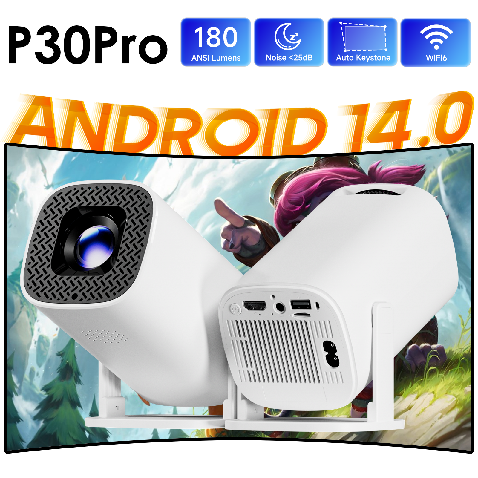Home Cinema Night - HONGTOP P30PRO Smart Mini Projector Android