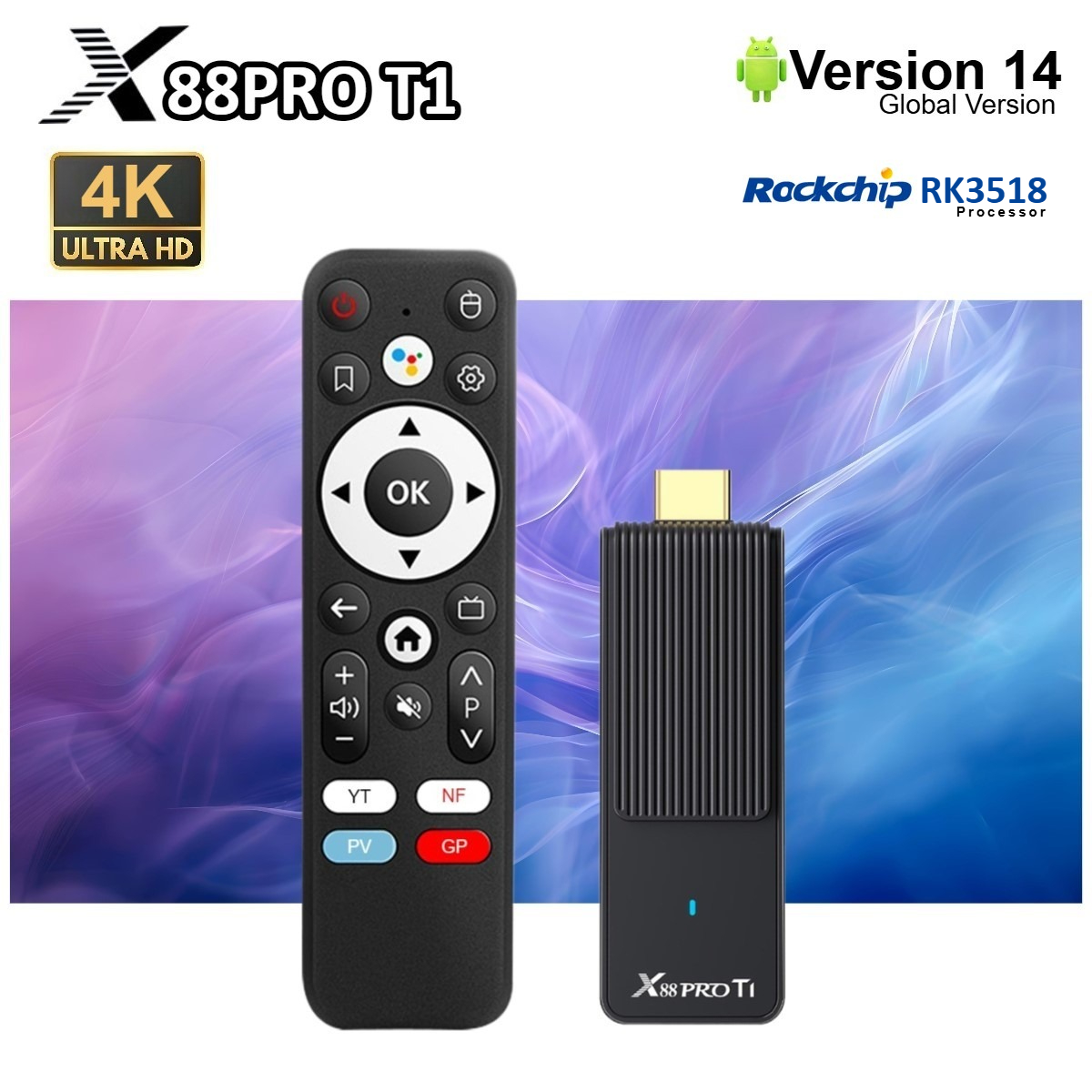 Home Cinema Quad - Wifi6 X88 T1 Rockchip RK3518 Quad