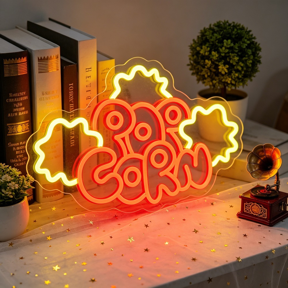 Home Cinema Night - Popcorn Neon Sign LED Light Cinema
