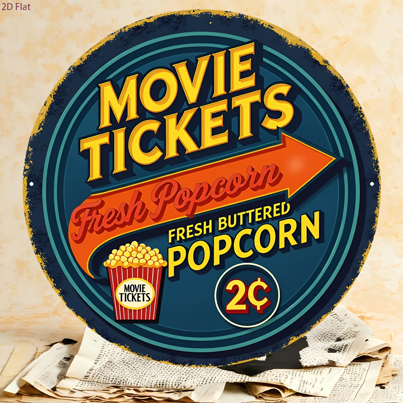 Home Cinema Tickets - 2D Flat 1pc Aluminum Sign, Vintage