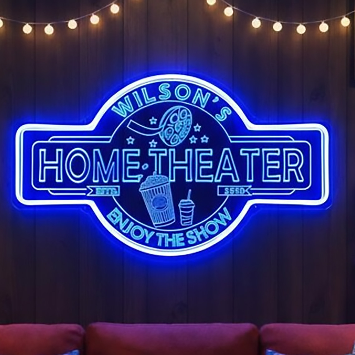 Home Cinema Wall - Custom Home Theater Neon Sign Personalized