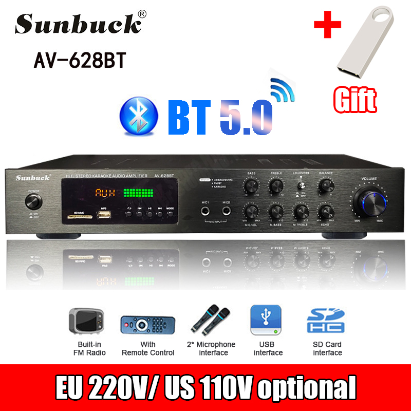 Home Cinema Receiver - 110/220V 2000W Bluetooth Power Amplifier Audio