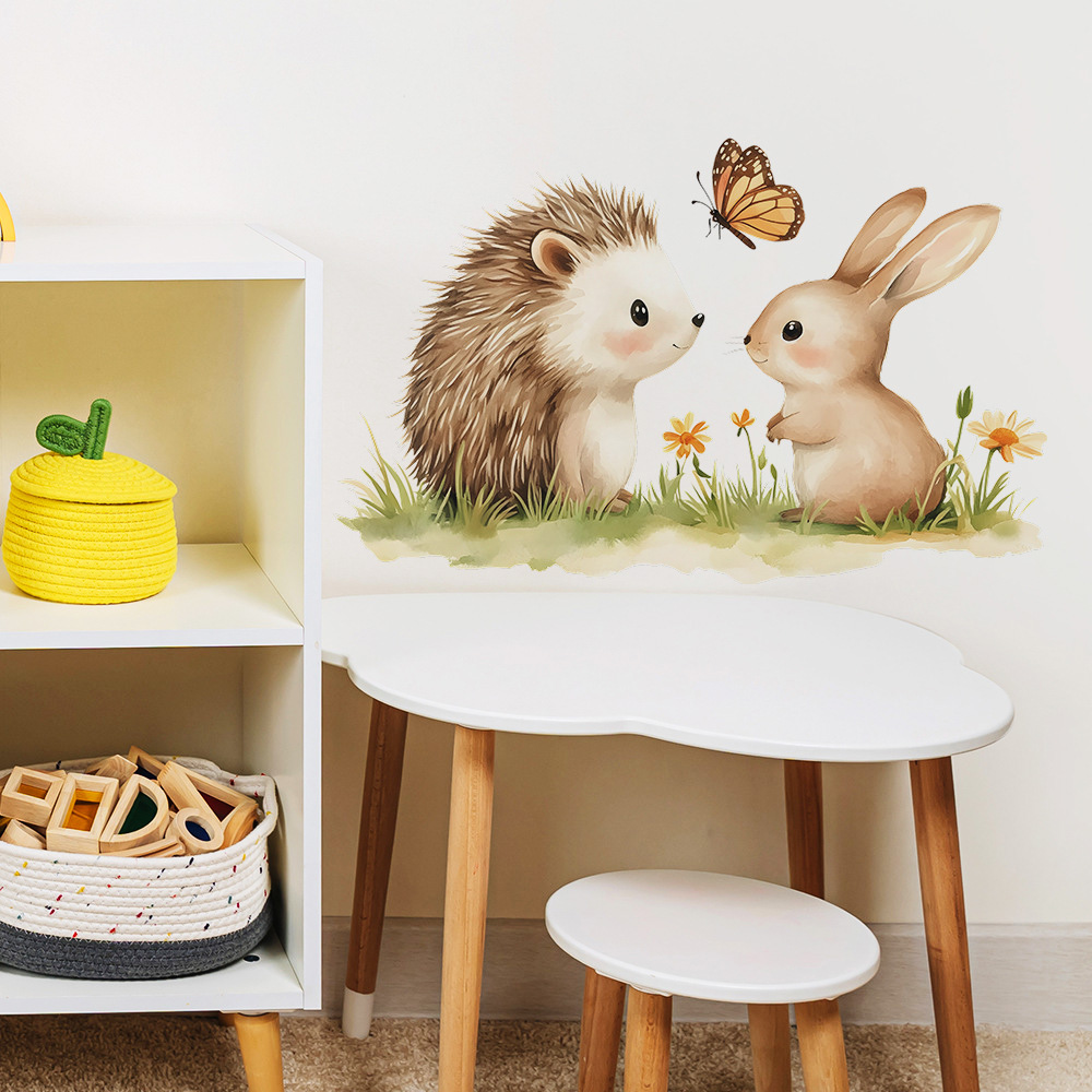 Home Cinema Wall - Cartoon Hedgehog Rabbit Wall Sticker Kids