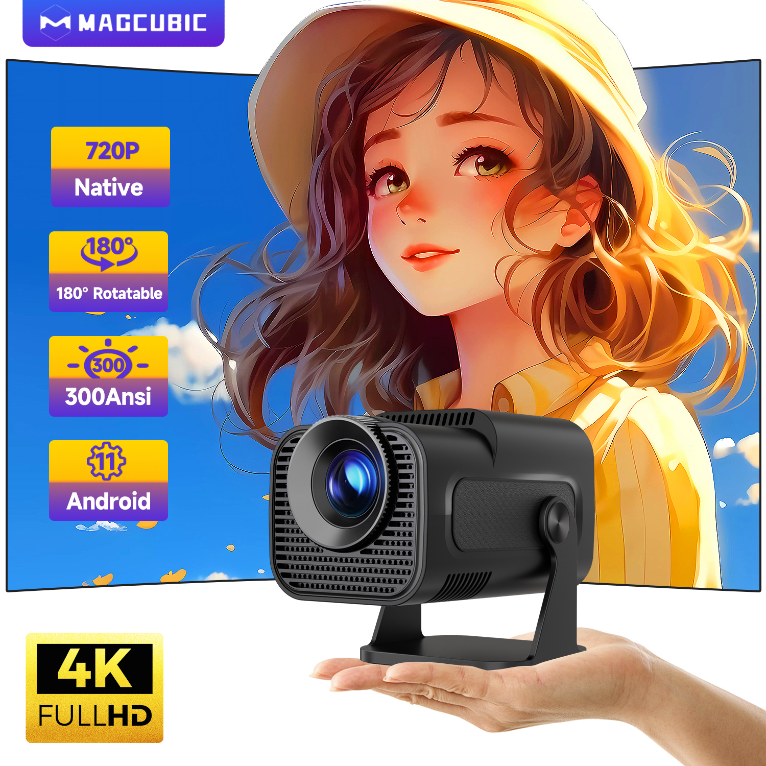 Home Cinema Projector Xiaomi - Magcubic HY320 Mini Newly Native 720P