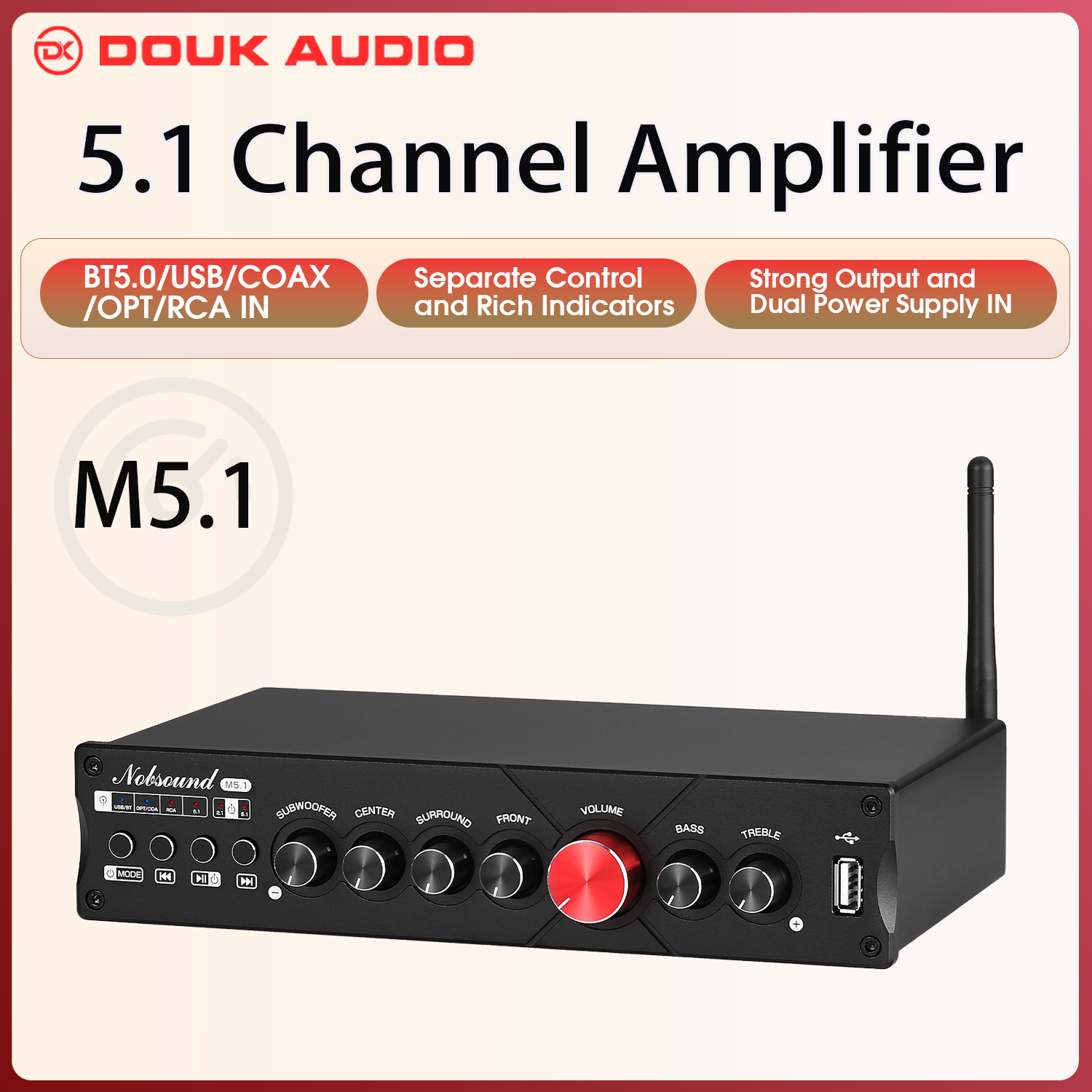 Home Cinema Receiver - Douk Audio 5.1 Channel Digital Amplifier