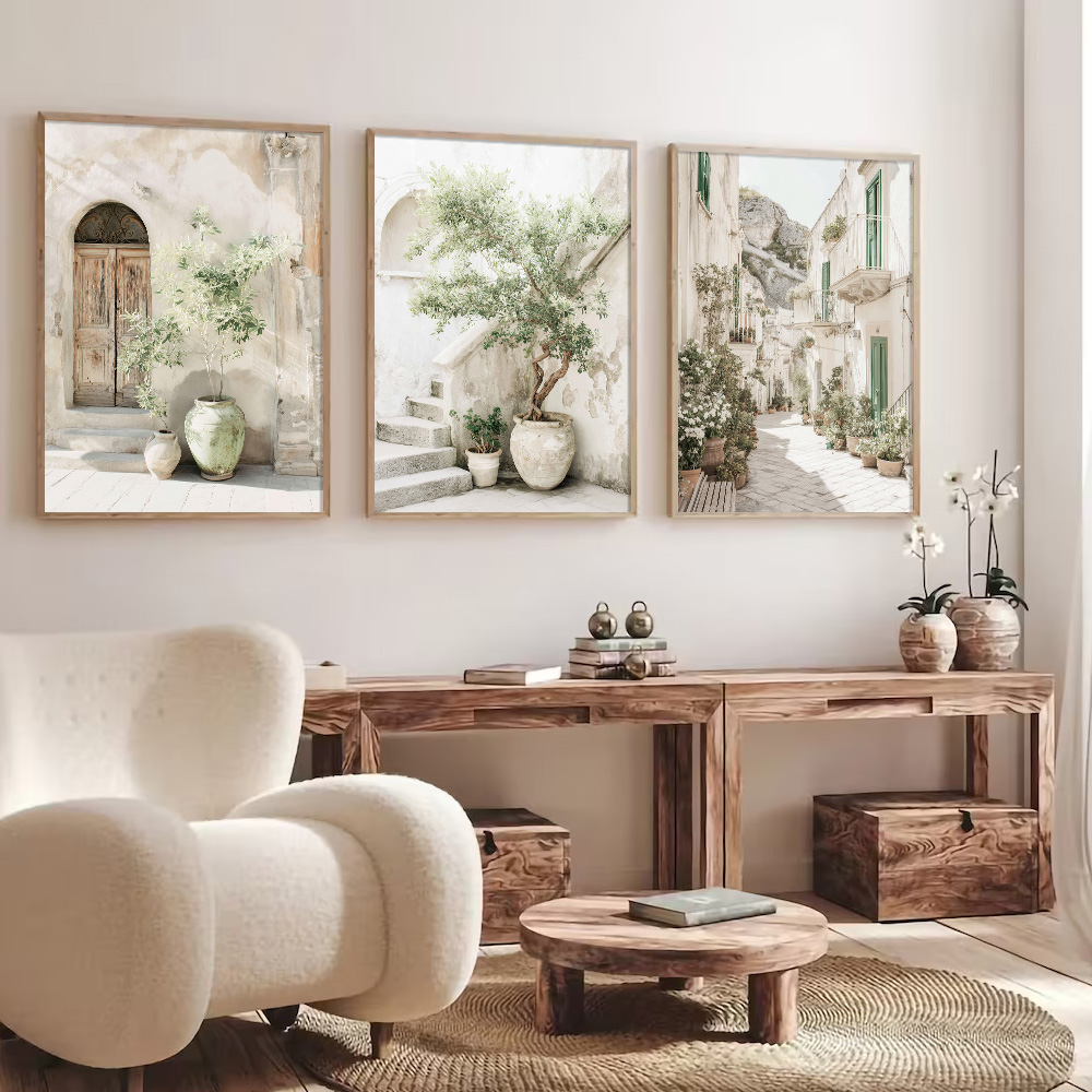Home Cinema Wall - 3pcs Set Unframed Italy Mediterranean Architecture