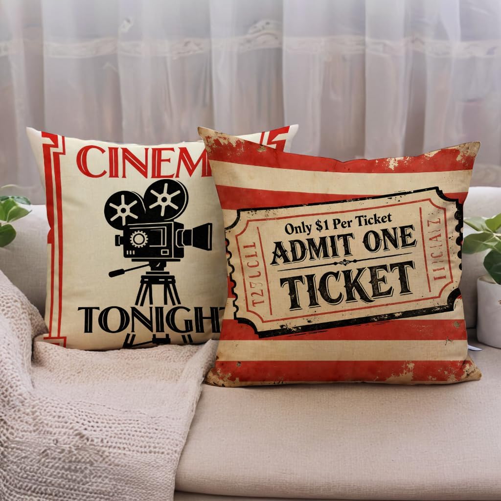 4Pcs Vintage Cinema Throw Pill - đánh giá và giá Home Cinema Tickets