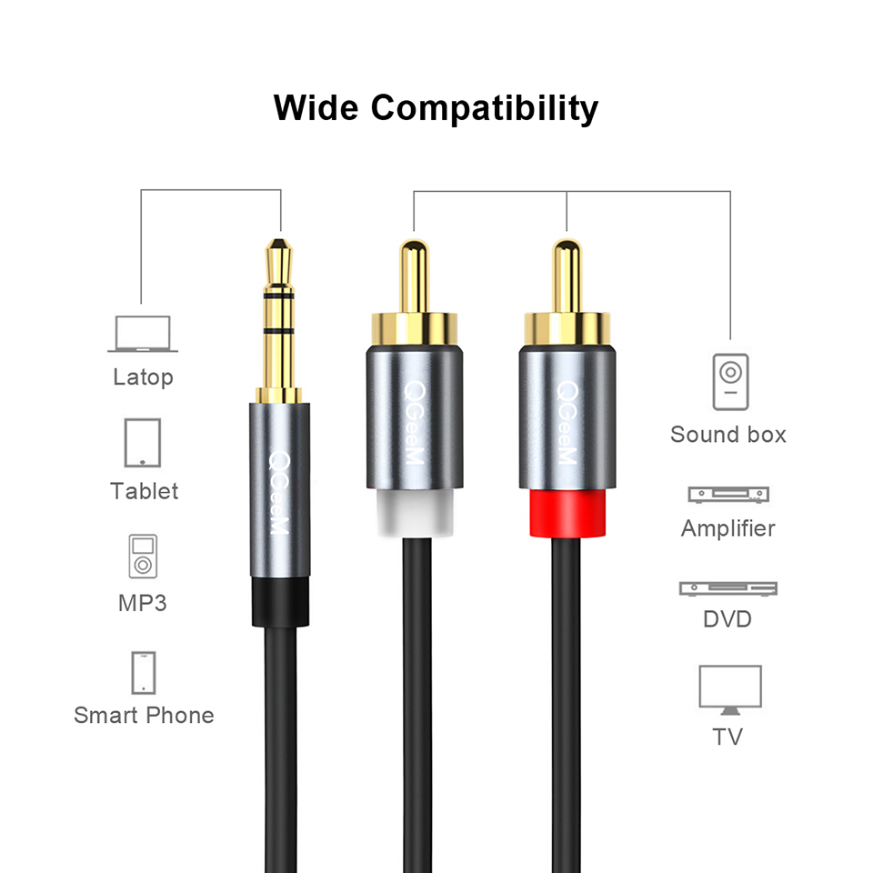 QGeeM RCA Cable 2RCA to 3.5 Au - đánh giá và giá Home Cinema Hall