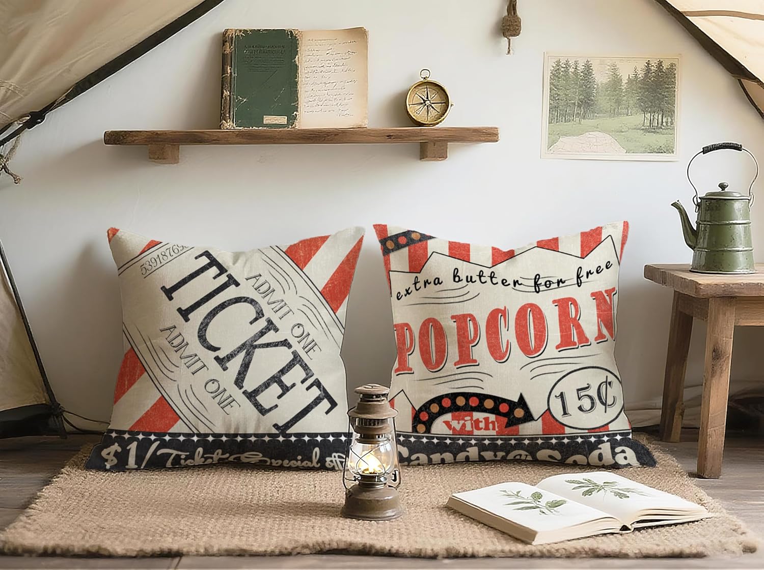 4Pcs Retro Cinema Throw Pillow - đánh giá và giá Home Cinema Tickets