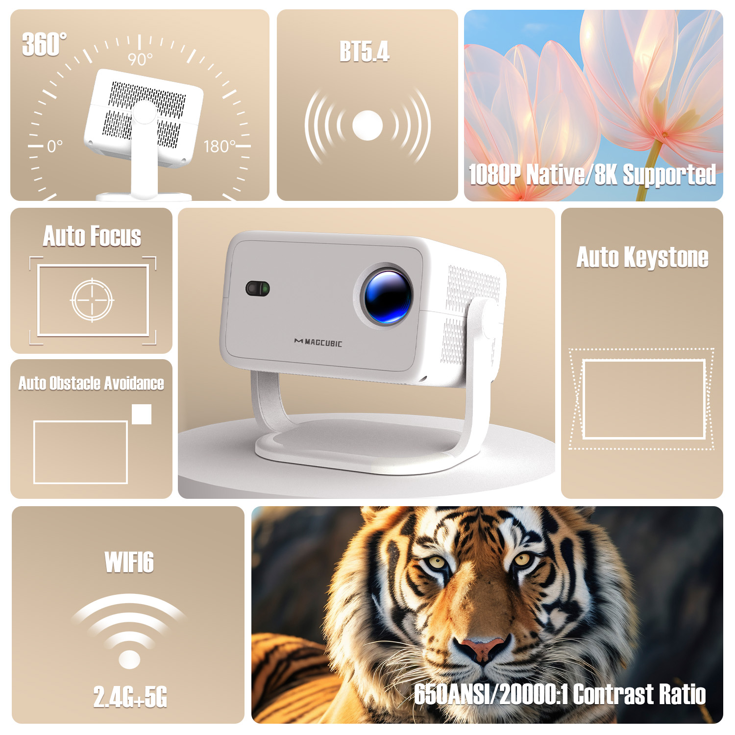 Magcubic 8K L018 Projector 650 - đánh giá và giá Home Cinema Night