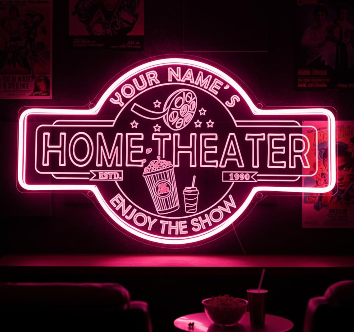 Custom Home Theater Neon Sign  - đánh giá và giá Home Cinema Wall