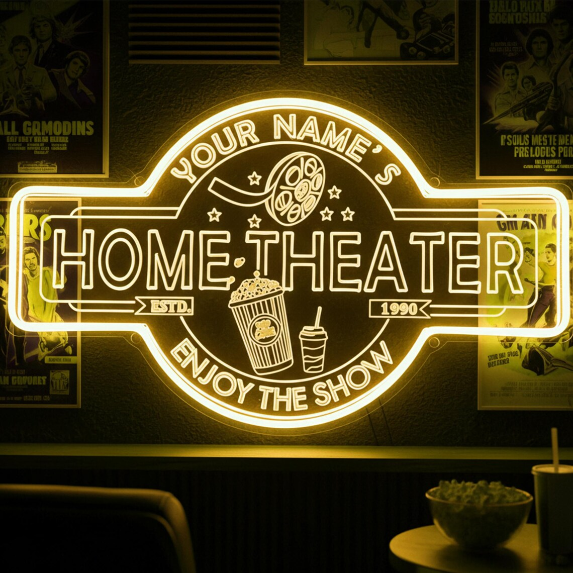 Custom Home Theater Neon Sign  - đánh giá và giá Home Cinema Wall