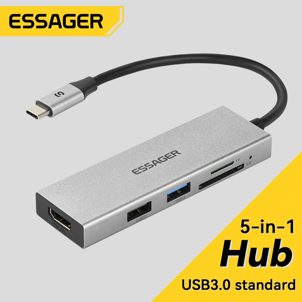 Essager 5 in 1 USB C HUB HDMI- - đánh giá và giá Home Cinema Usb