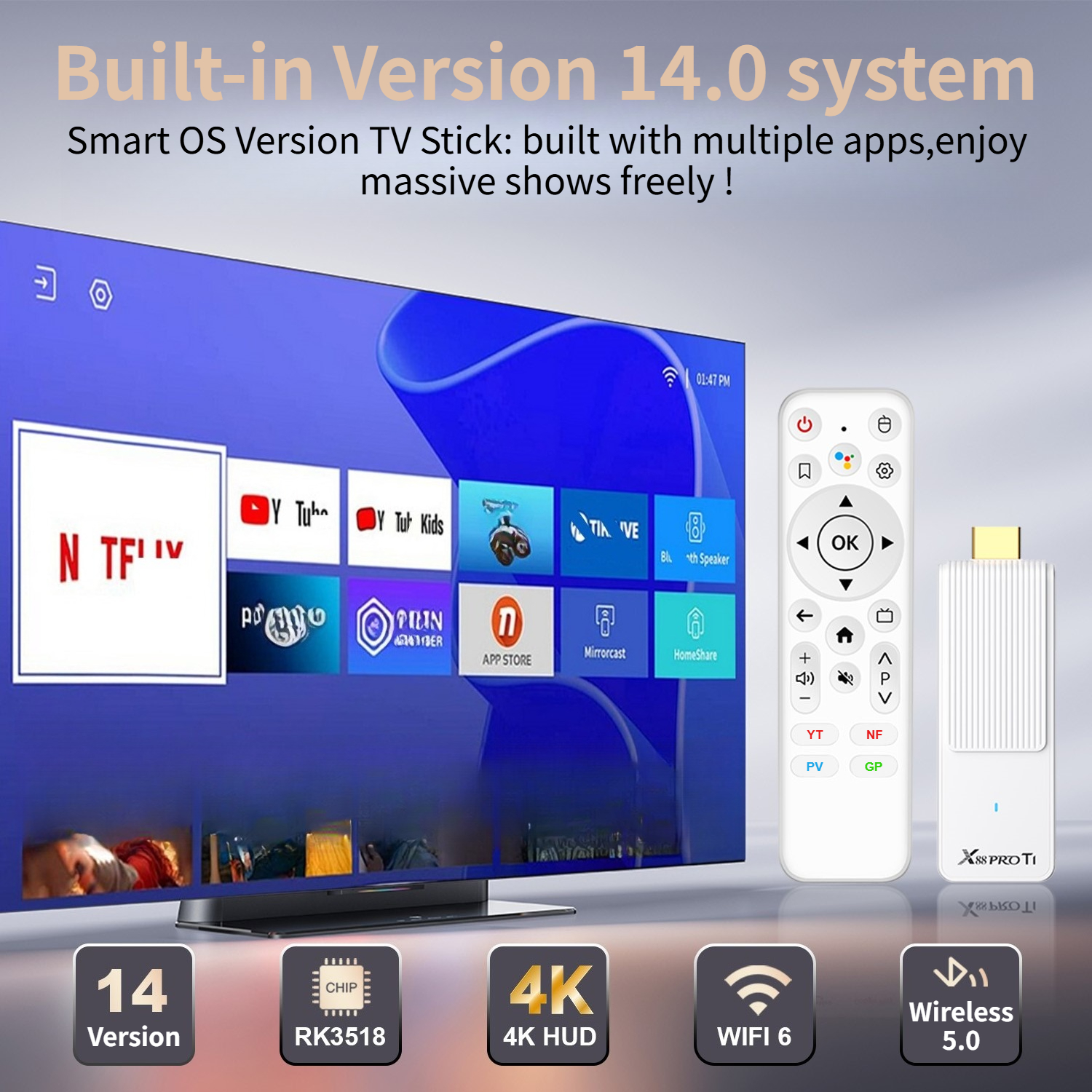 X88 T1 TV Stick Android14 Rock - đánh giá và giá Home Cinema Quad