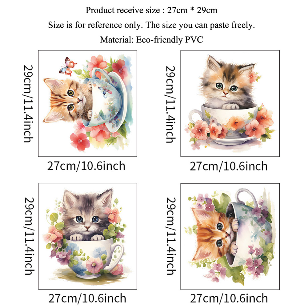 Cute Tea Cup Cat Flower Wall S - đánh giá và giá Home Cinema Wall