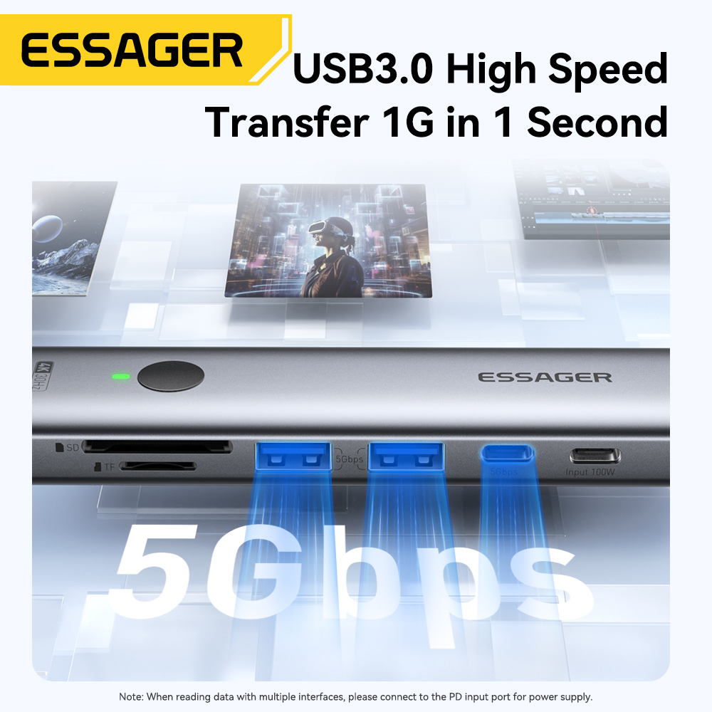 Essager USB C HUB 4K 7-in-1 Ty - đánh giá và giá Home Cinema Usb