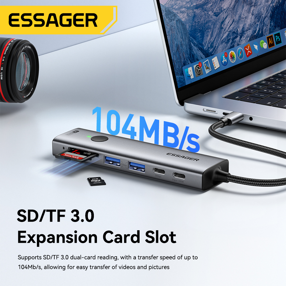 Essager USB C HUB 4K 7-in-1 Ty - đánh giá và giá Home Cinema Usb