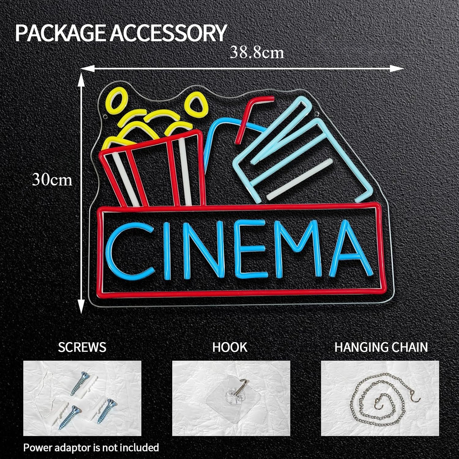 Cinema Neon Sign USB Powered L - đánh giá và giá Home Cinema Night